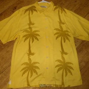 Tommy Bahama Palm Trees Hula Dancers Silk Shirt, L